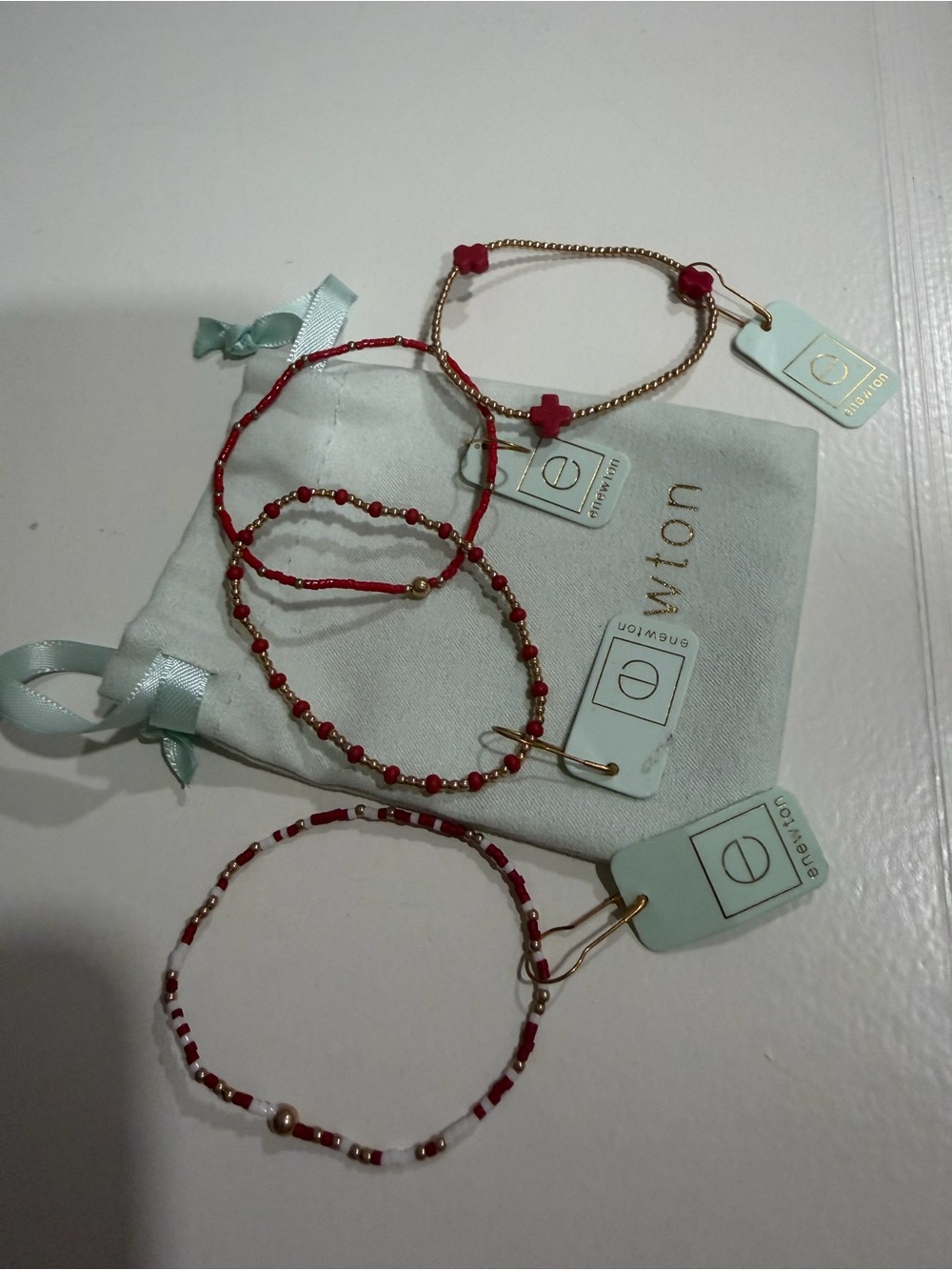 Enewton  Red and Gold Beaded Bracelet Stack